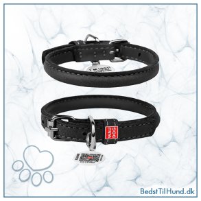 Collar Waudog Soft Rundsyet l�derhalsb�nd, Sort